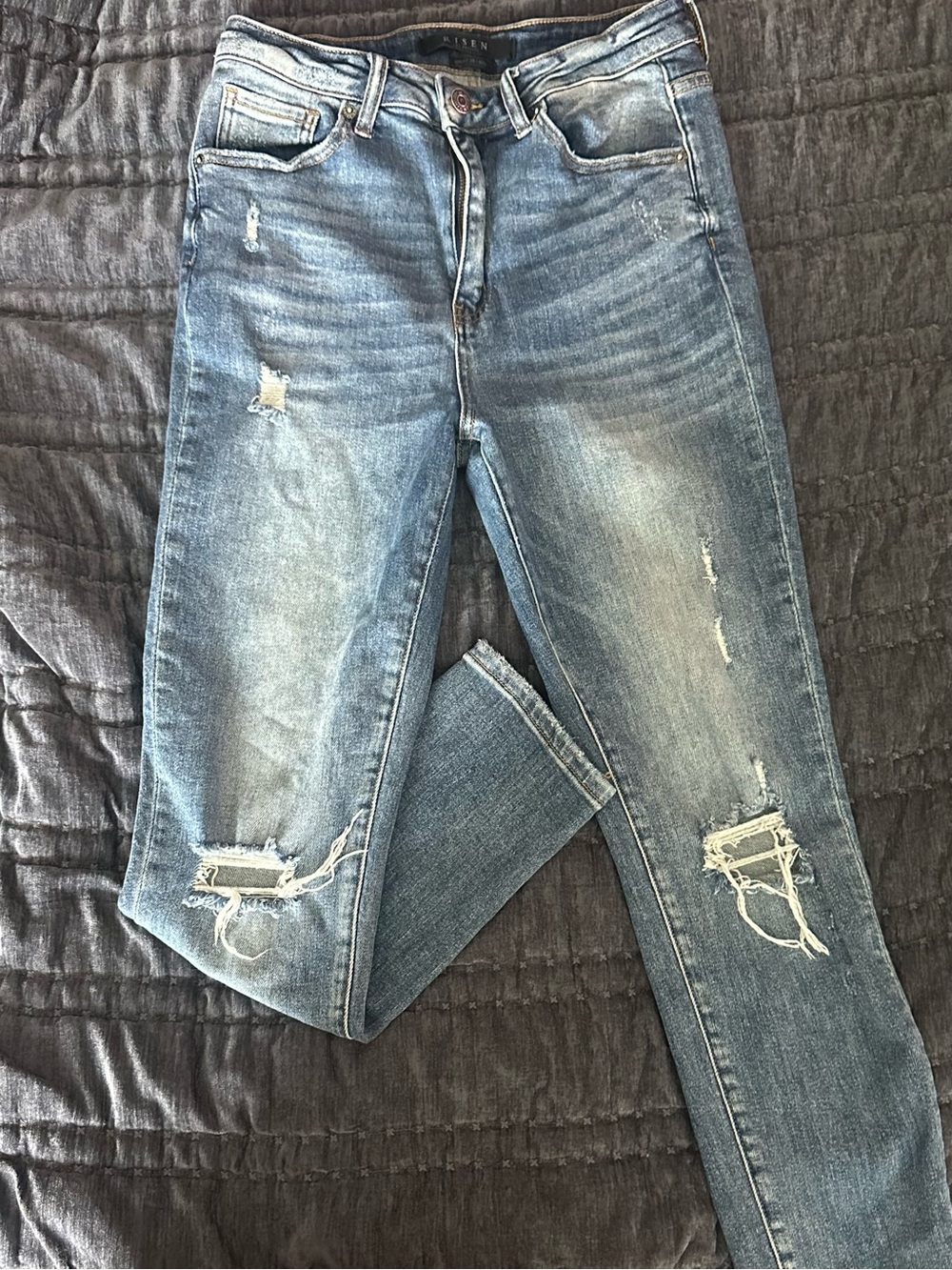 Skinny Distressed Blue Jeans - Slim Fit